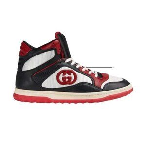 $1,100 Gucci MAC80 High Top Sneakers Black & Red Leather UK 10 US 11
